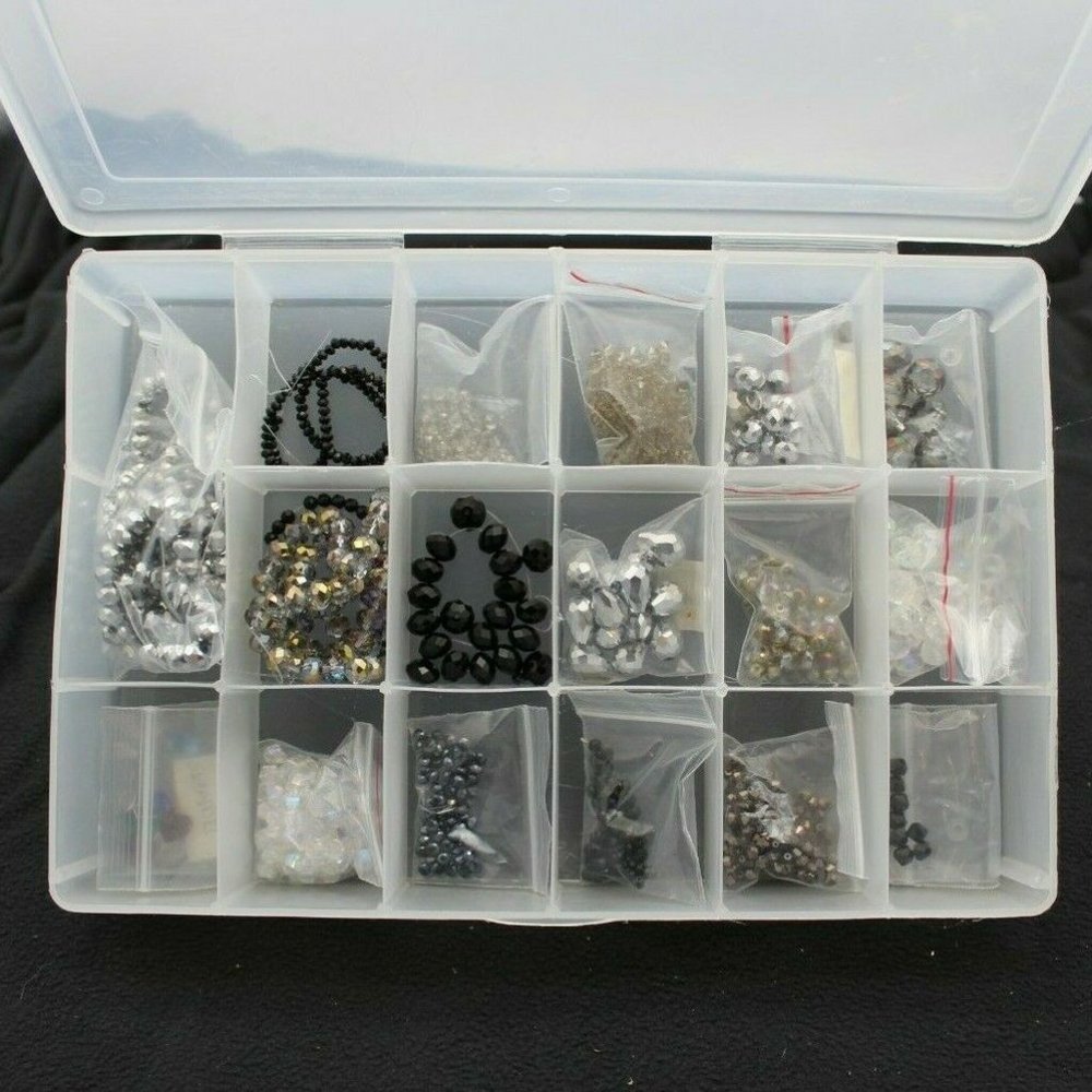 Jewelry Making Supplies Craft Lot - Silver SWAROVSKI - Plastic Case